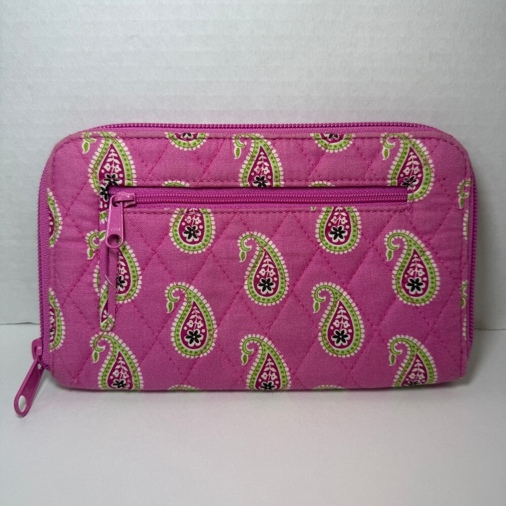 Vera Bradley Bermuda Pink Print Zip Around Wristlet Wallet